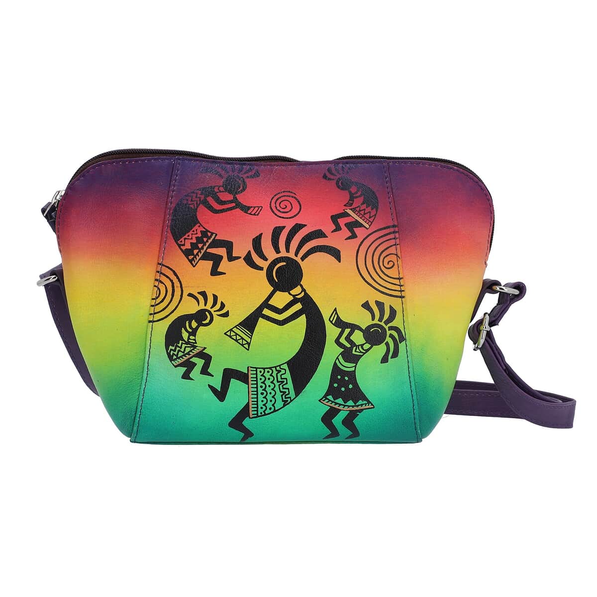 Santa Fe Style, SUKRITI Multicolor 100% Genuine Leather Kokopelli Crossbody Bag image number 0