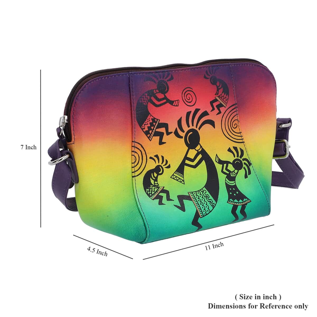 Santa Fe Style, SUKRITI Multicolor 100% Genuine Leather Kokopelli Crossbody Bag image number 4