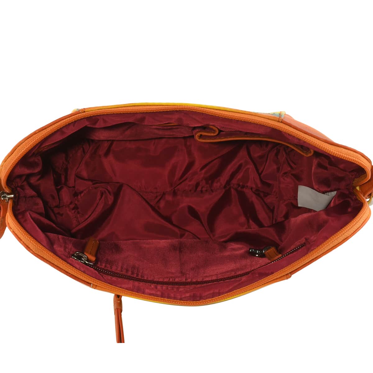 Santa Fe Style, SUKRITI Mustard 100% Genuine Leather Kokopelli Crossbody Bag image number 3