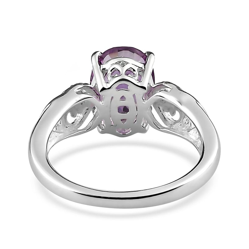D'Joy Rose De France Amethyst and Simulated Purple Diamond 1.85 ctw Accent Ring, Heart Ring, Sterling Silver Ring, Birthday Gift (Size 11.0)