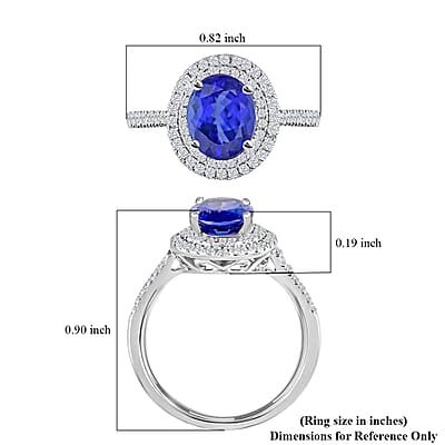 Certified & Appraised Rhapsody 950 Platinum AAAA Tanzanite and E-F VS Diamond Double Halo Ring (Size 10.0) 6.13 Grams 2.60 ctw