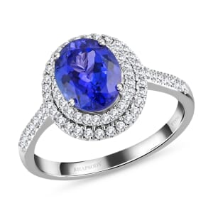 Rhapsody 950 Platinum AAAA Tanzanite and E-F VS Diamond Ring (Size 8.0) 6.13 Grams 2.60 ctw