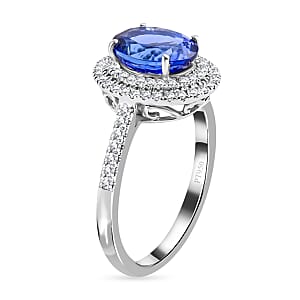 Rhapsody 950 Platinum AAAA Tanzanite and E-F VS Diamond Ring (Size 8.0) 6.13 Grams 2.60 ctw