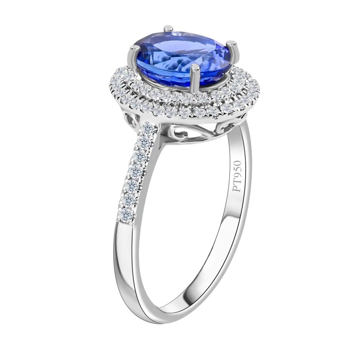 One Of A Kind Certified & Appraised Rhapsody 950 Platinum AAAA Tanzanite and E-F VS Diamond Ring (Size 9.0) 6.13 Grams 2.60 ctw image number 3