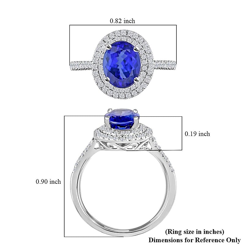 One Of A Kind Certified & Appraised Rhapsody 950 Platinum AAAA Tanzanite and E-F VS Diamond Ring (Size 9.0) 6.13 Grams 2.60 ctw