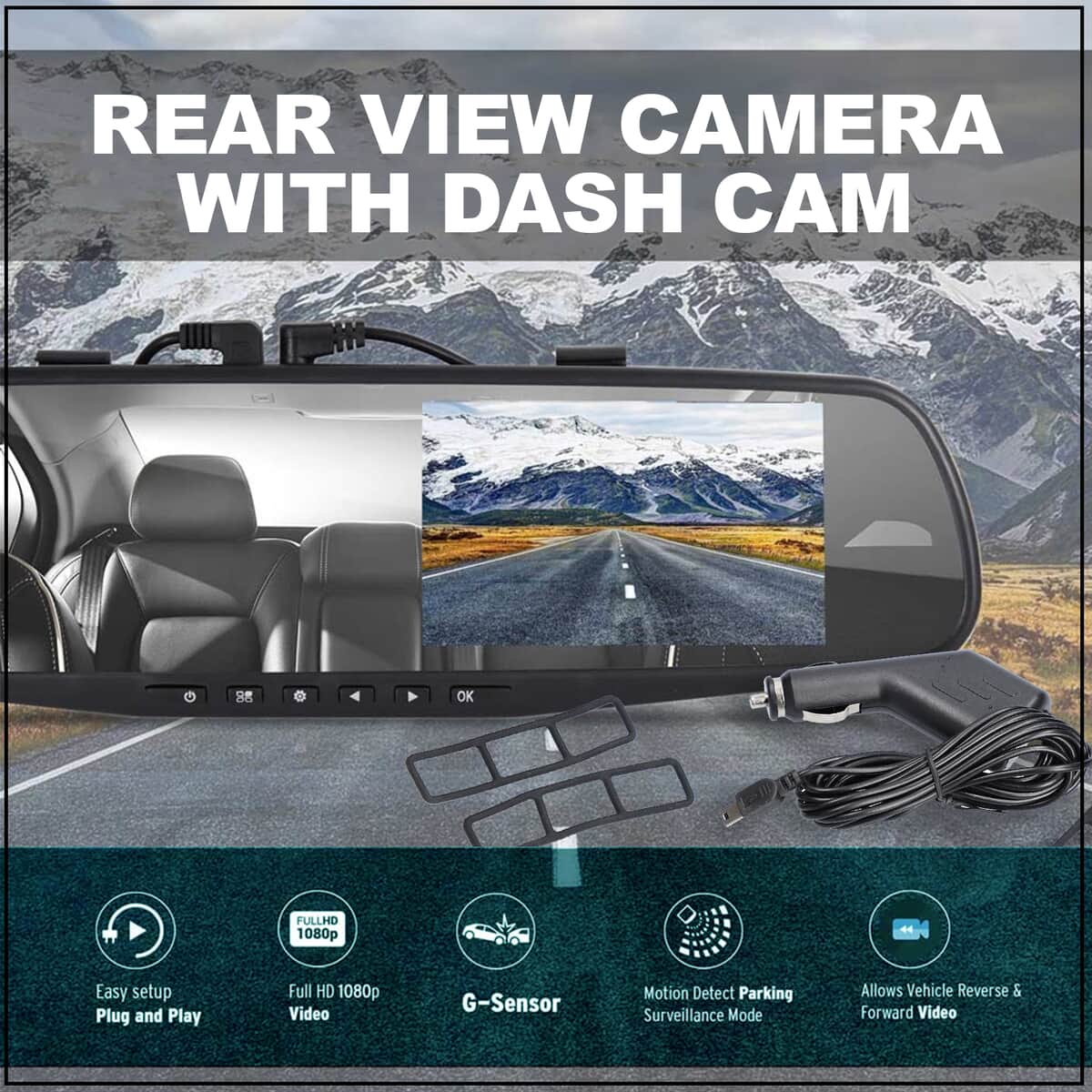 Rear View Mirror with Dash Cam (11.90x3.30x1.30) image number 1