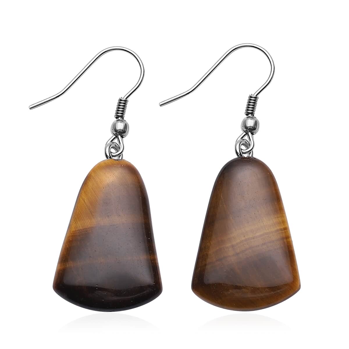 Set of 2 South African Tiger's Eye Earrings in Stainless Steel 77.50 ctw image number 2