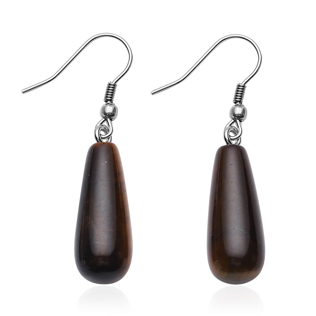 Set of 2 South African Tiger's Eye Earrings in Stainless Steel 77.50 ctw image number 3