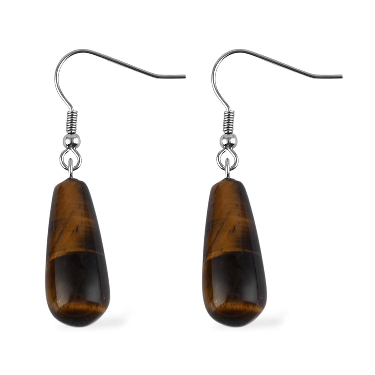 Set of 2 South African Tiger's Eye Earrings in Stainless Steel 77.50 ctw image number 4