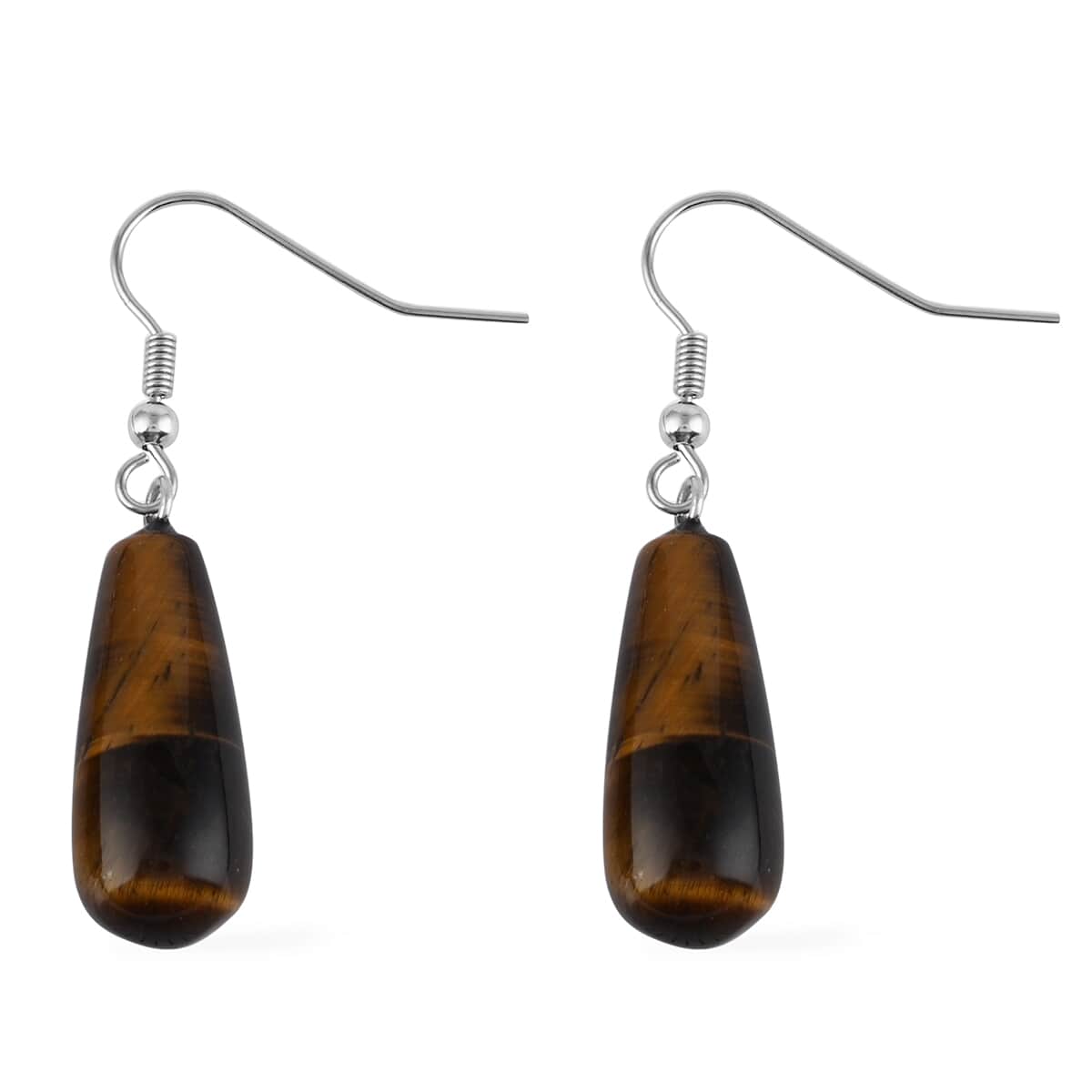Set of 2 South African Tiger's Eye Earrings in Stainless Steel 77.50 ctw image number 5