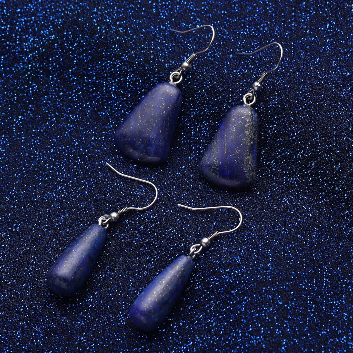 Set of 2 Lapis Lazuli Earrings in Stainless Steel 77.50 ctw image number 1