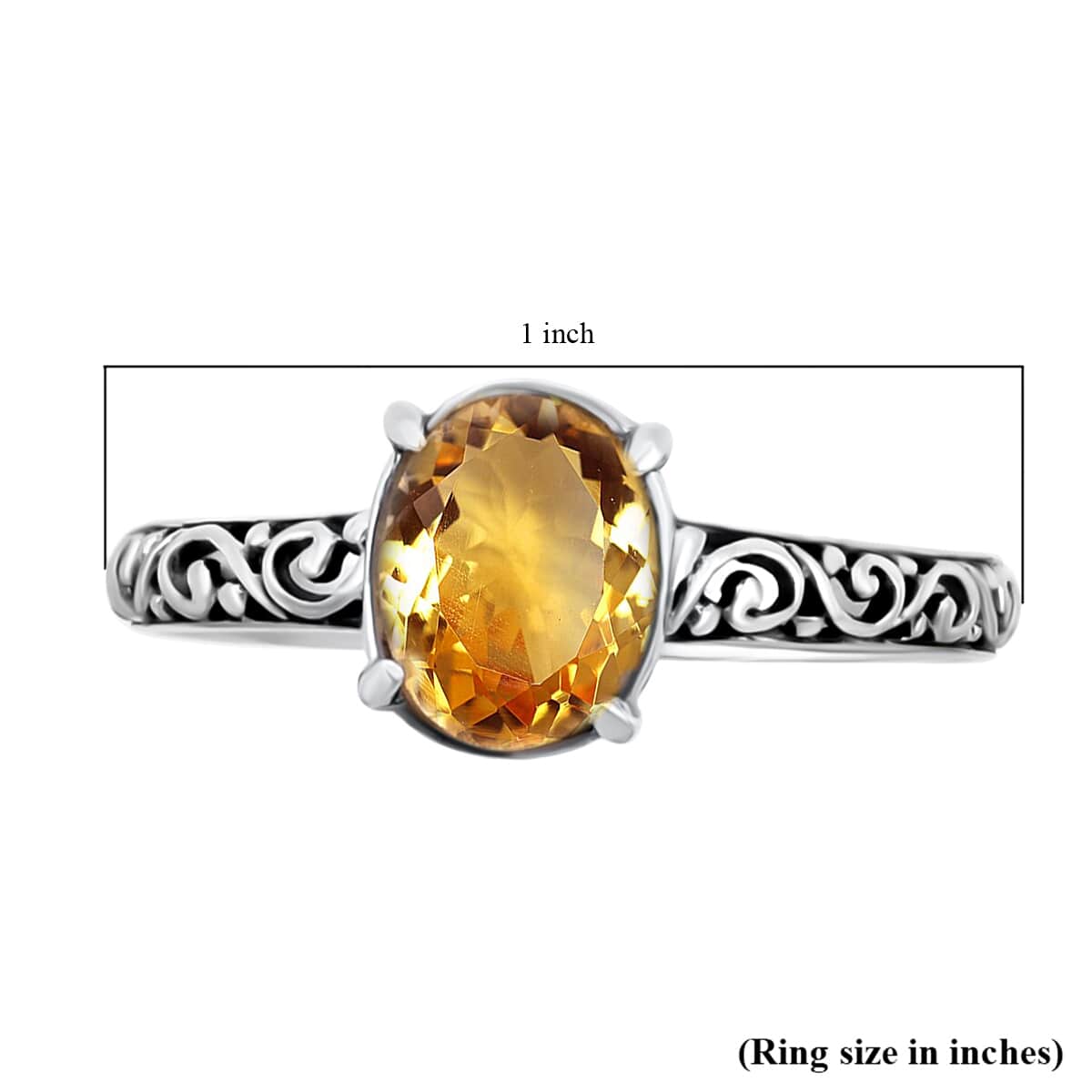 Brazilian Citrine Ring in Sterling Silver (Size 9.0) 1.65 ctw image number 5