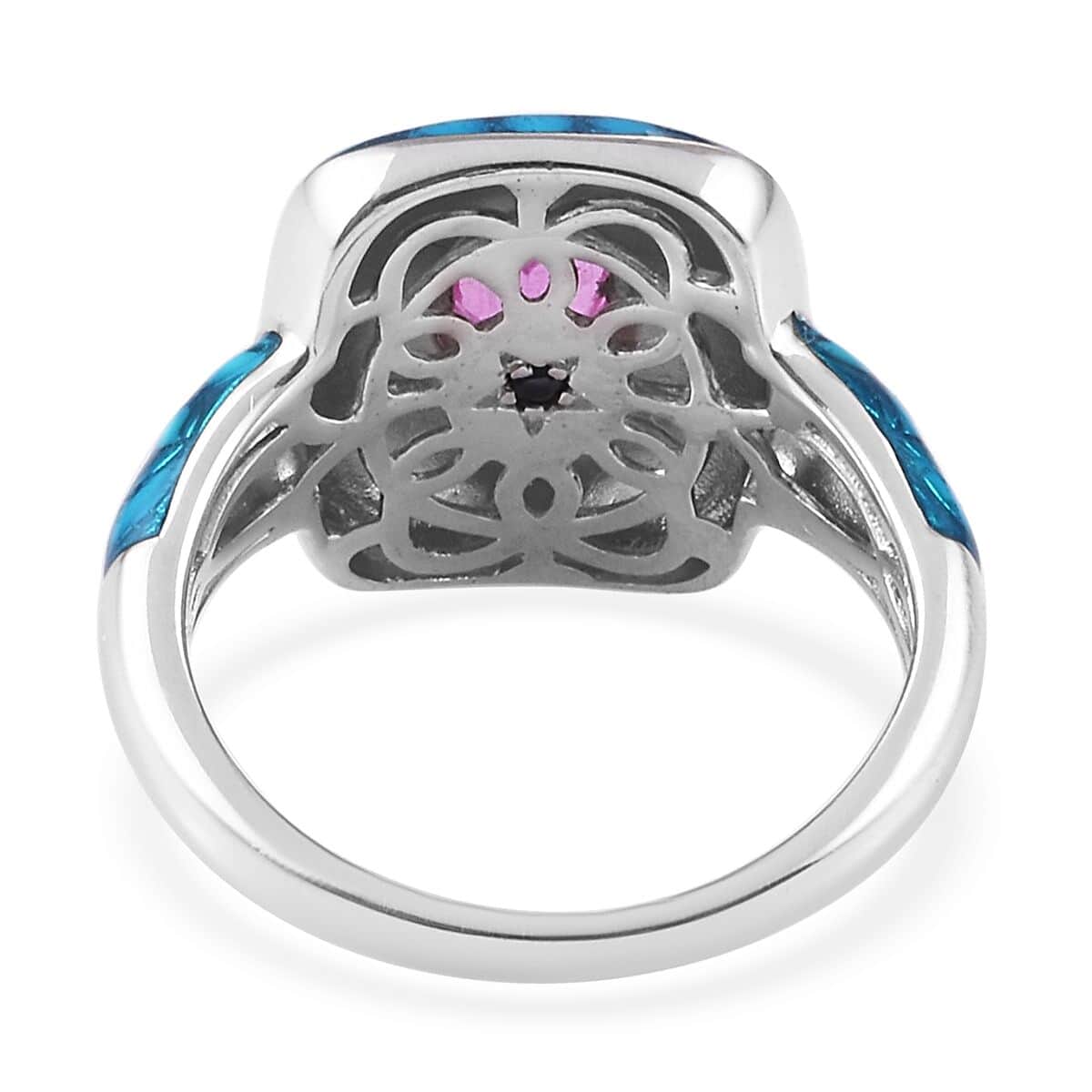 GP Ilakaka Hot Pink Sapphire (FF) and Enameled Ring in Platinum Over Sterling Silver (Size 9.0) 1.75 ctw image number 4