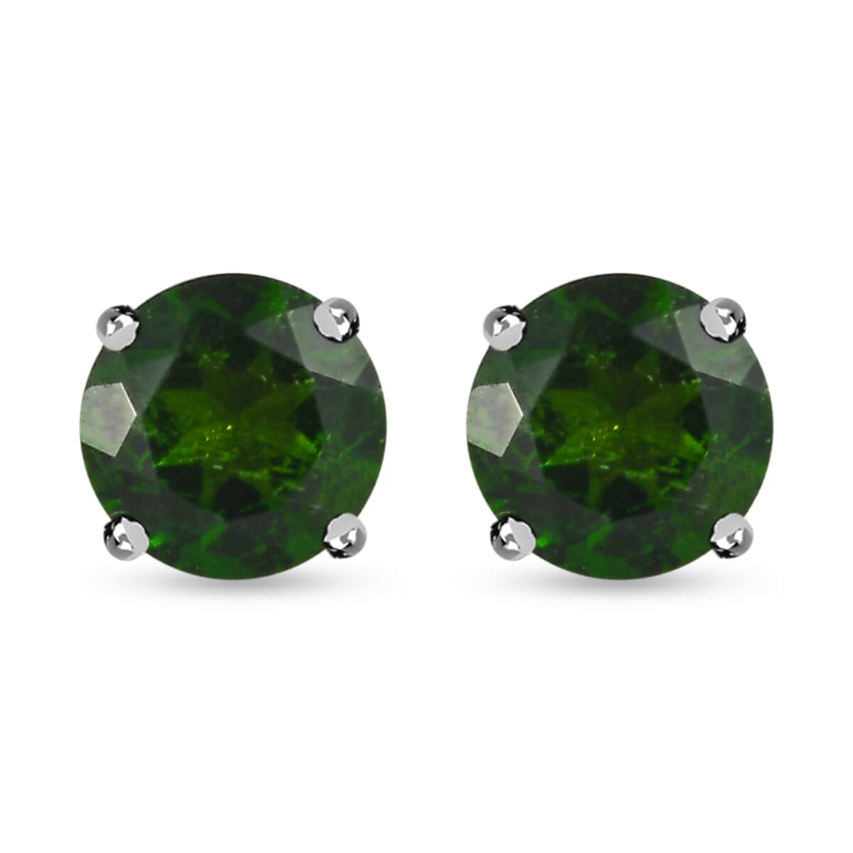 Chrome Diopside Earrings in Platinum Over Sterling Silver, Solitaire Silver Earrings, Birthday Gifts For Her 1.00 ctw image number 0