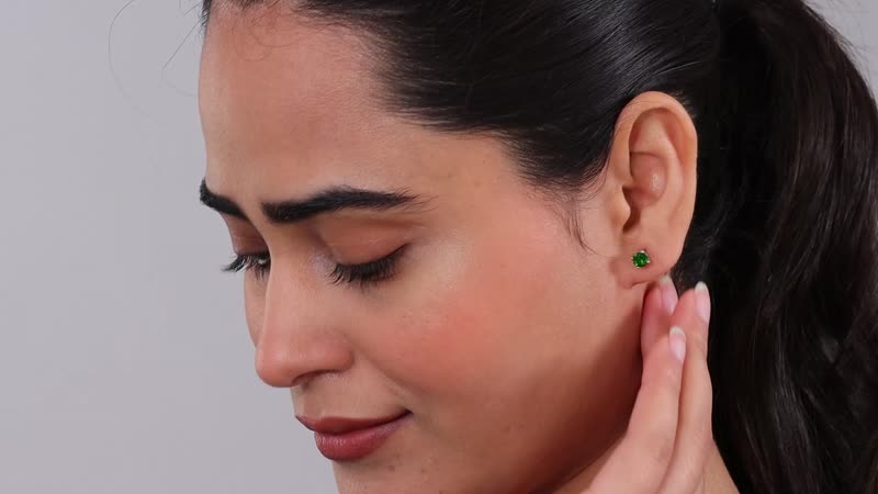 Natural Chrome Diopside Solitaire Stud Earrings in Platinum Over Sterling Silver 1.15 ctw