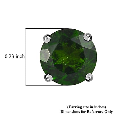 D'Joy Chrome Diopside 1.00 ctw Earrings in Platinum Over Sterling Silver, Solitaire Silver Earrings, Birthday Gifts For Her