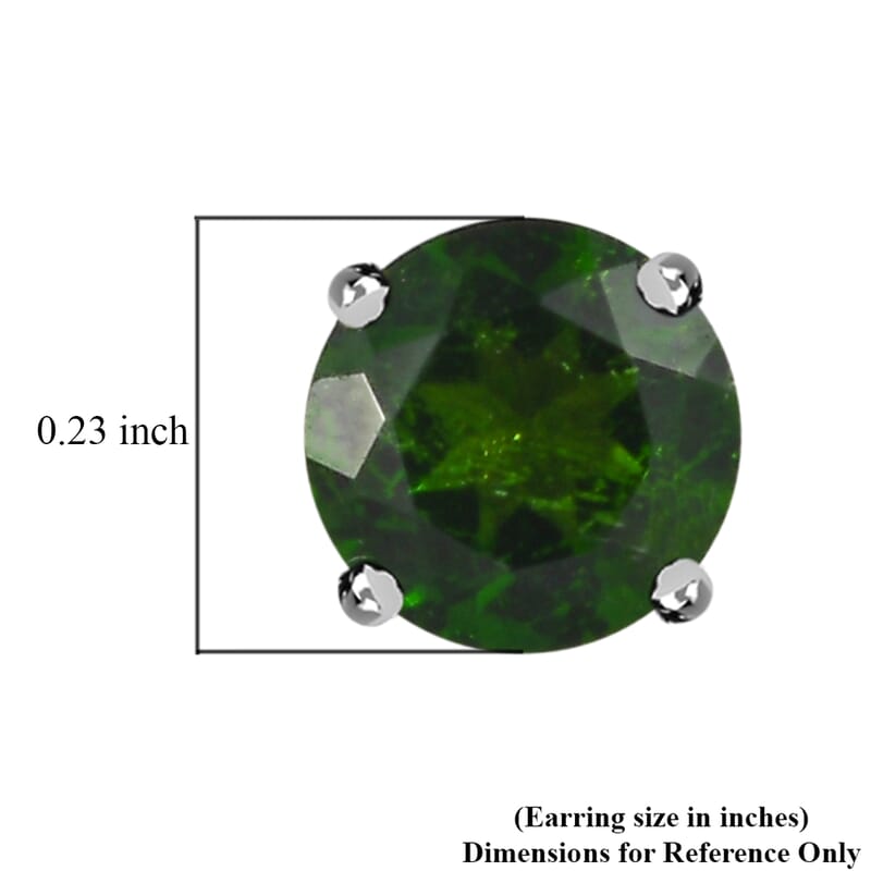 D'Joy Chrome Diopside 1.00 ctw Earrings in Platinum Over Sterling Silver, Solitaire Silver Earrings, Birthday Gifts For Her