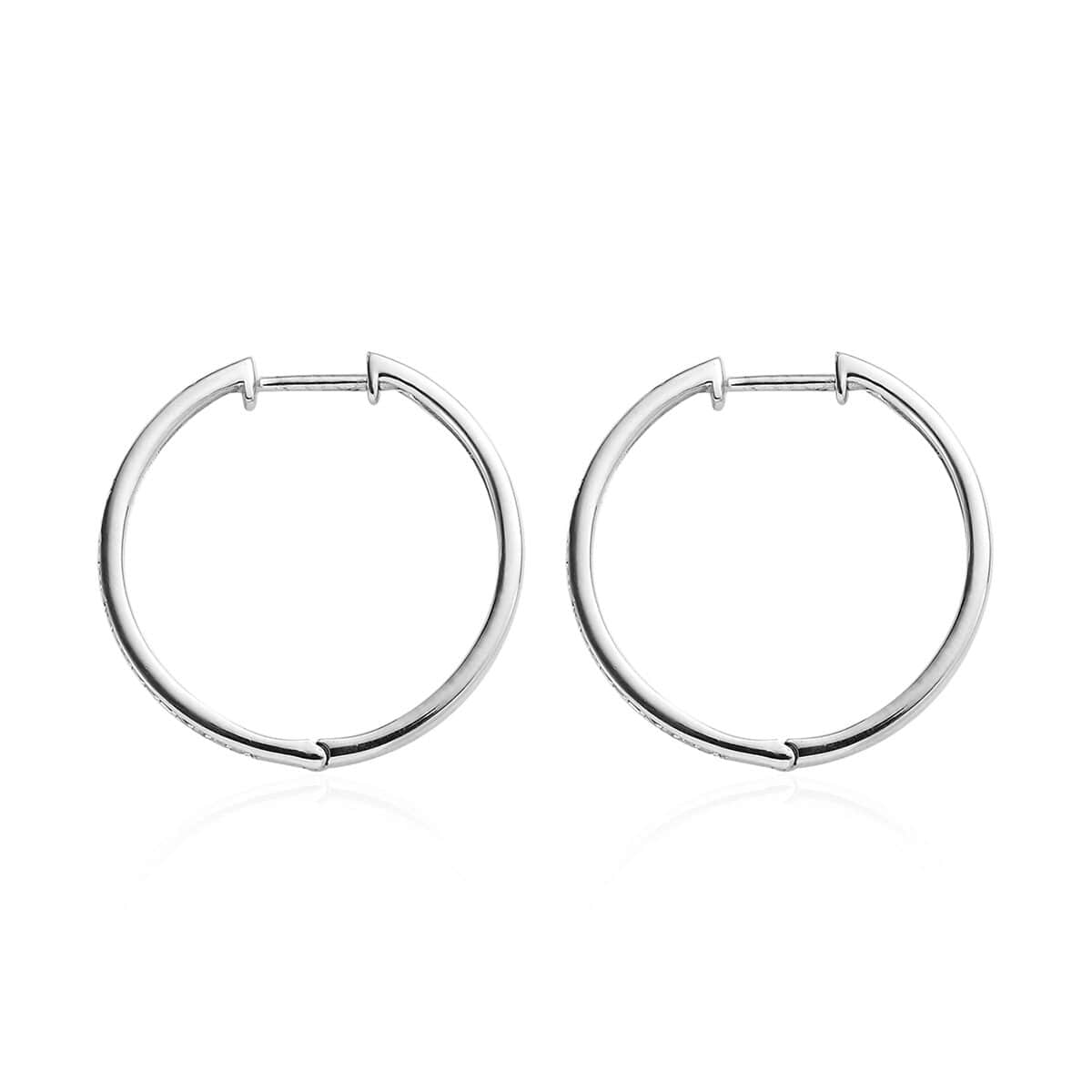 Buy Diamond Hoop Earrings in Platinum Over Sterling Silver 0.50 ctw at ...