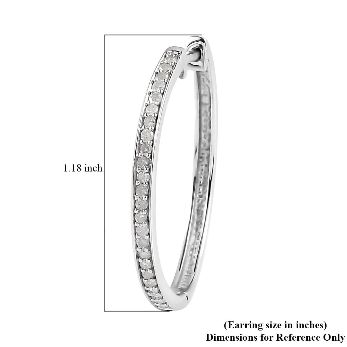 Diamond Hoop Earrings in Platinum Over Sterling Silver 0.50 ctw image number 4