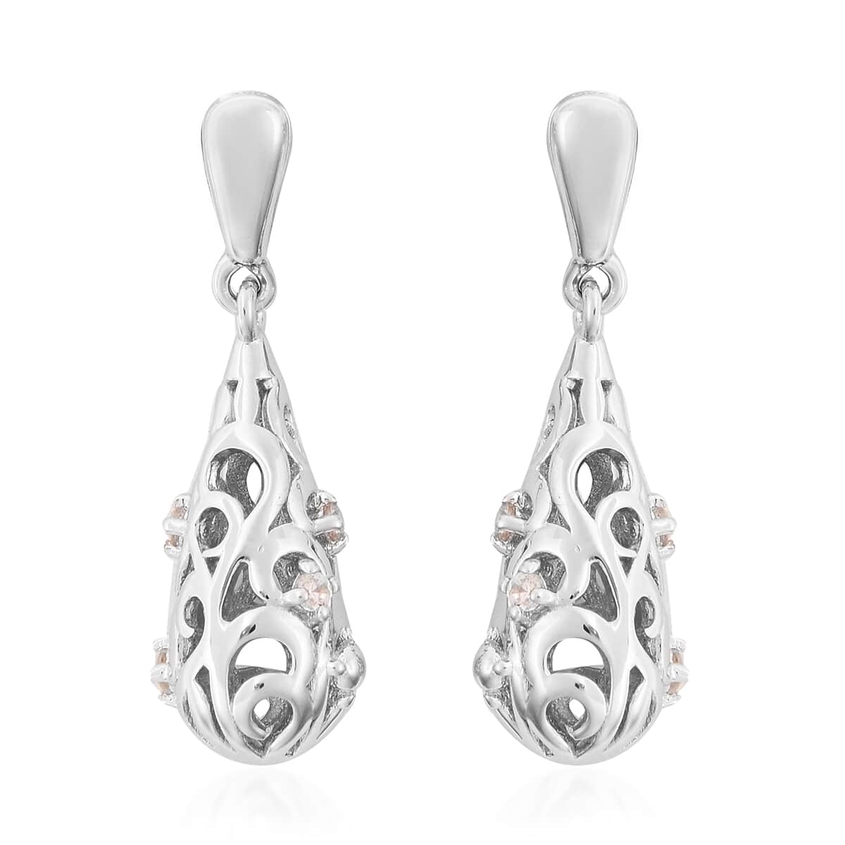 LucyQ Drip Collection White Zircon Drop Earrings in Sterling Silver image number 0