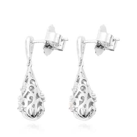 LucyQ Drip Collection White Zircon Drop Earrings in Sterling Silver image number 3