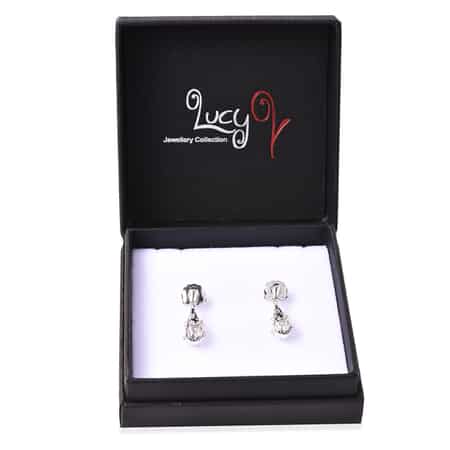 LucyQ Drip Collection White Zircon Drop Earrings in Sterling Silver image number 5