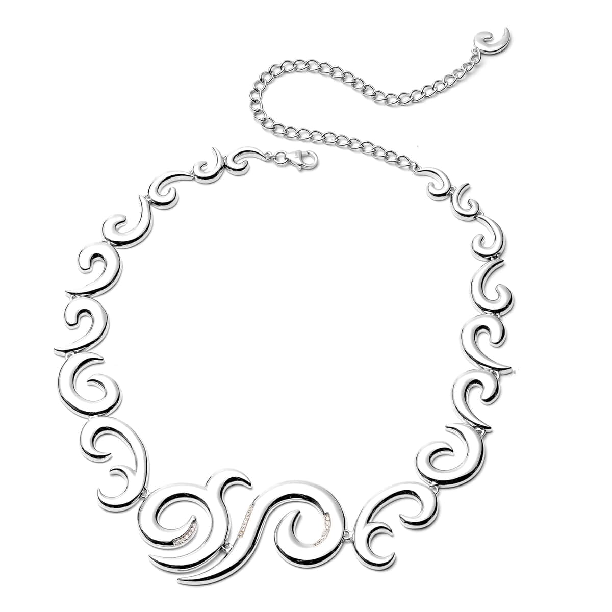 LucyQ Ocean Wave Collection Natural White Zircon Necklace 20 Inches in Sterling Silver 80.17 Grams image number 0
