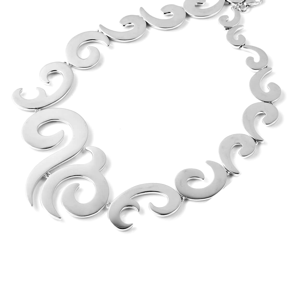 LucyQ Ocean Wave Collection Natural White Zircon Necklace 20 Inches in Sterling Silver 80.17 Grams image number 3