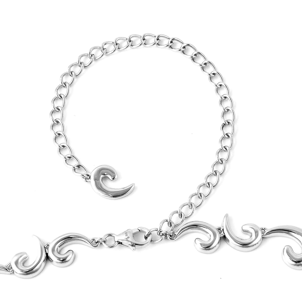 LucyQ Ocean Wave Collection Natural White Zircon Necklace 20 Inches in Sterling Silver 80.17 Grams image number 4