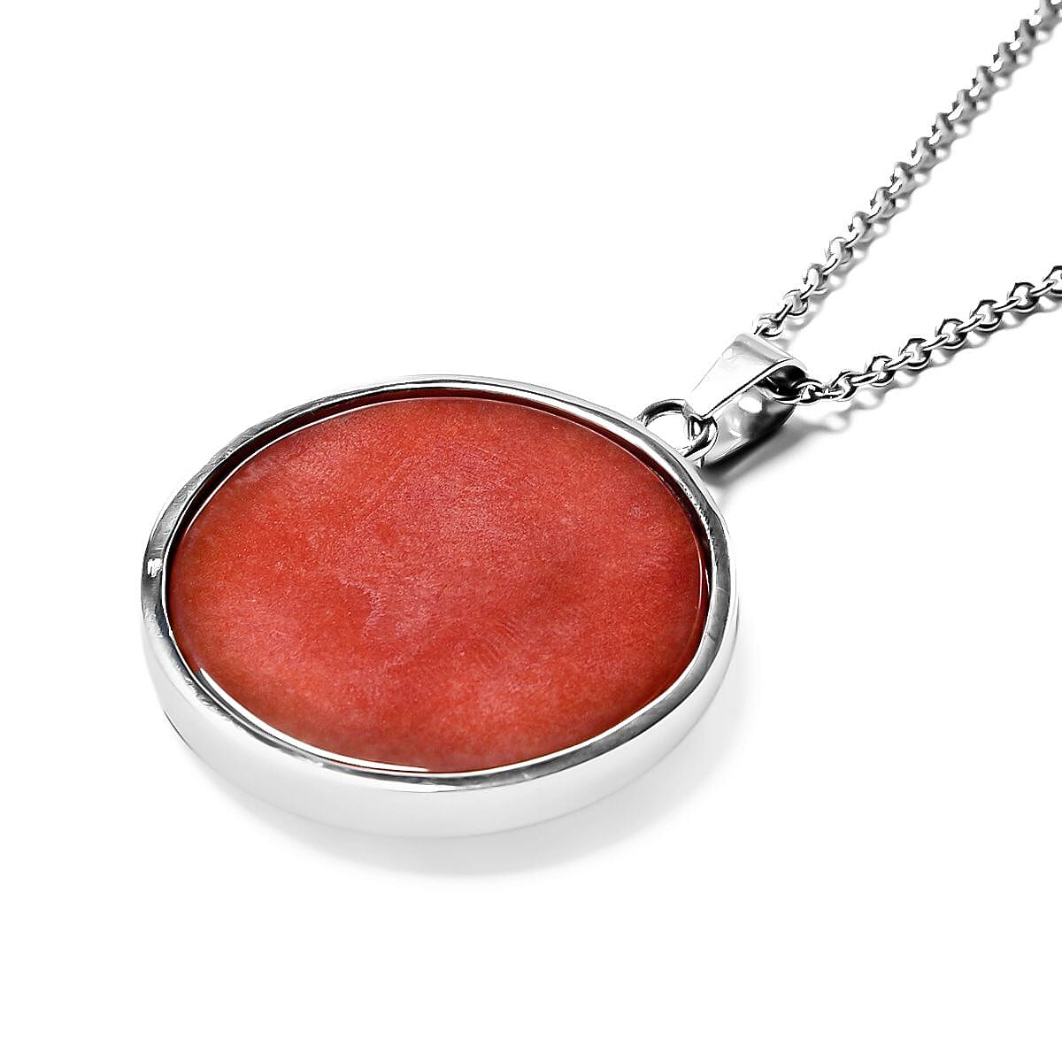Red Carnelian 50.00 ctw Dragonfly Pendant Necklace in Black Oxidized Stainless Steel 20 Inches