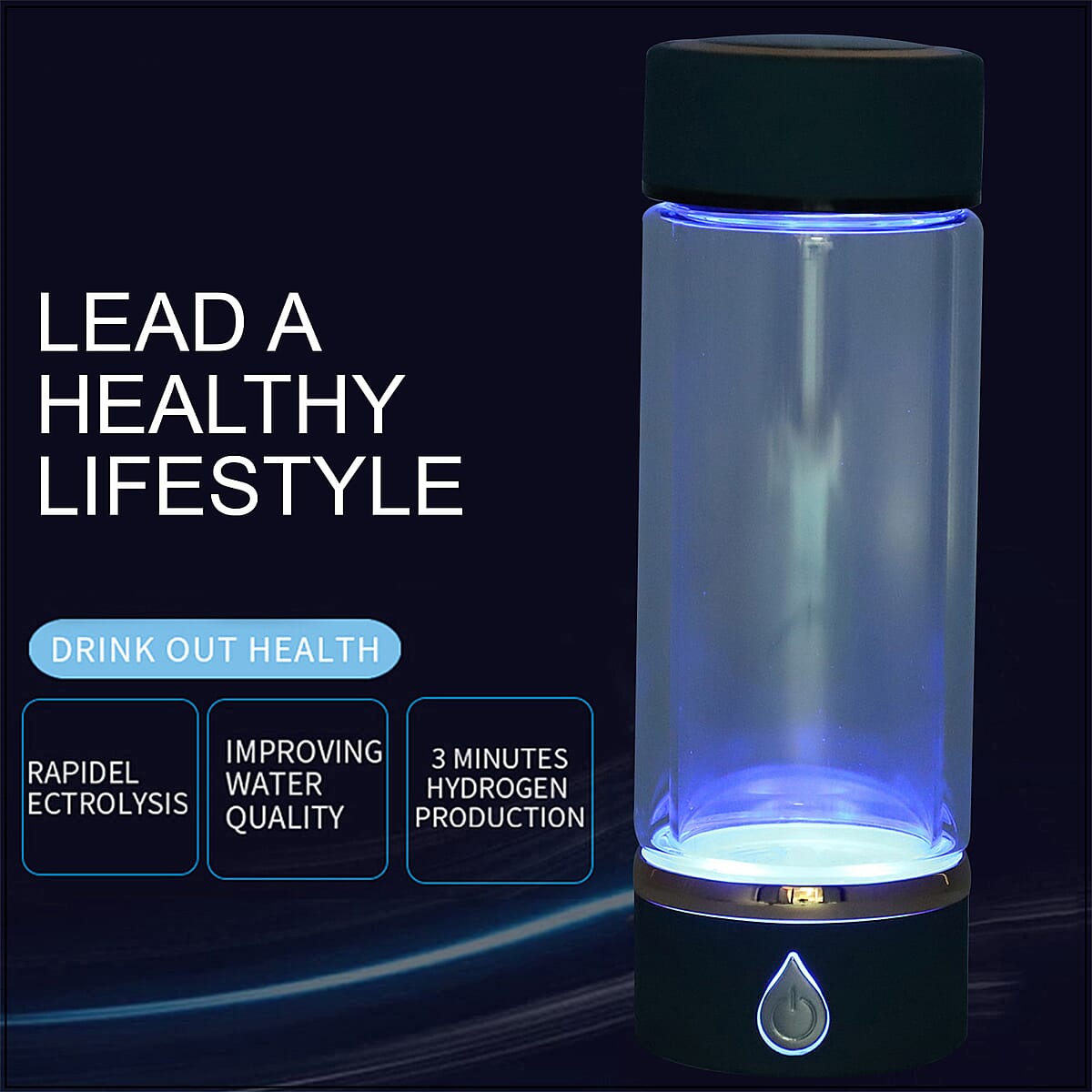 Blue SPE Hydrogen Water Generator Bottle with Portable USB image number 1