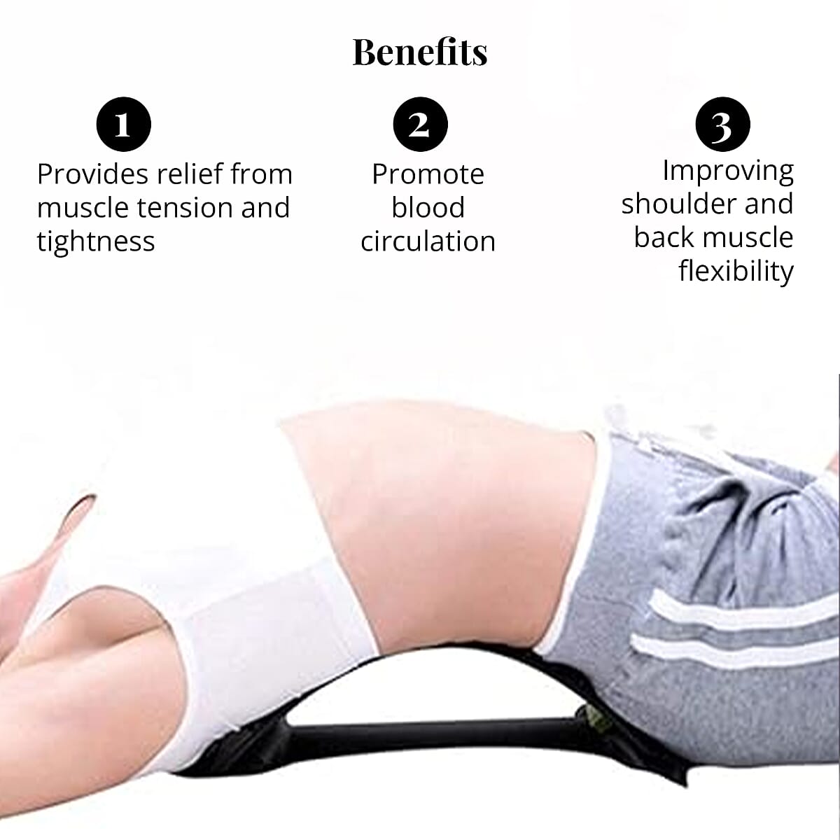 Black and Green Adjustable Back Stretcher image number 4