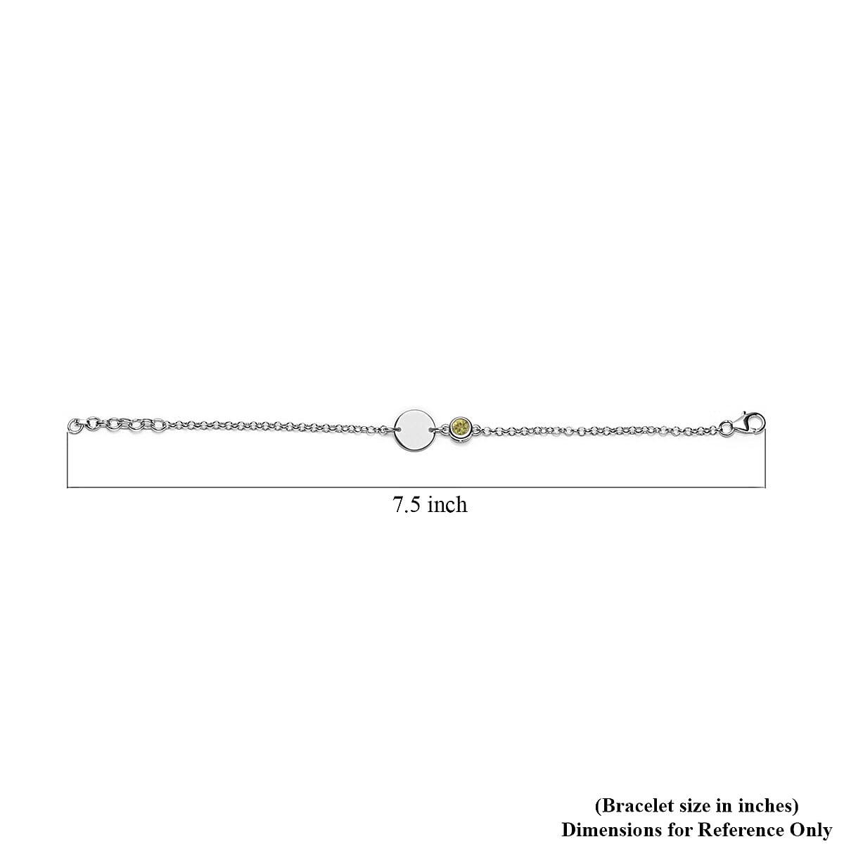 Personalized 0.60 ctw Peridot Engraved Initial Birthstone Bracelet in Platinum Over Sterling Silver (6.50-8.50In) image number 4