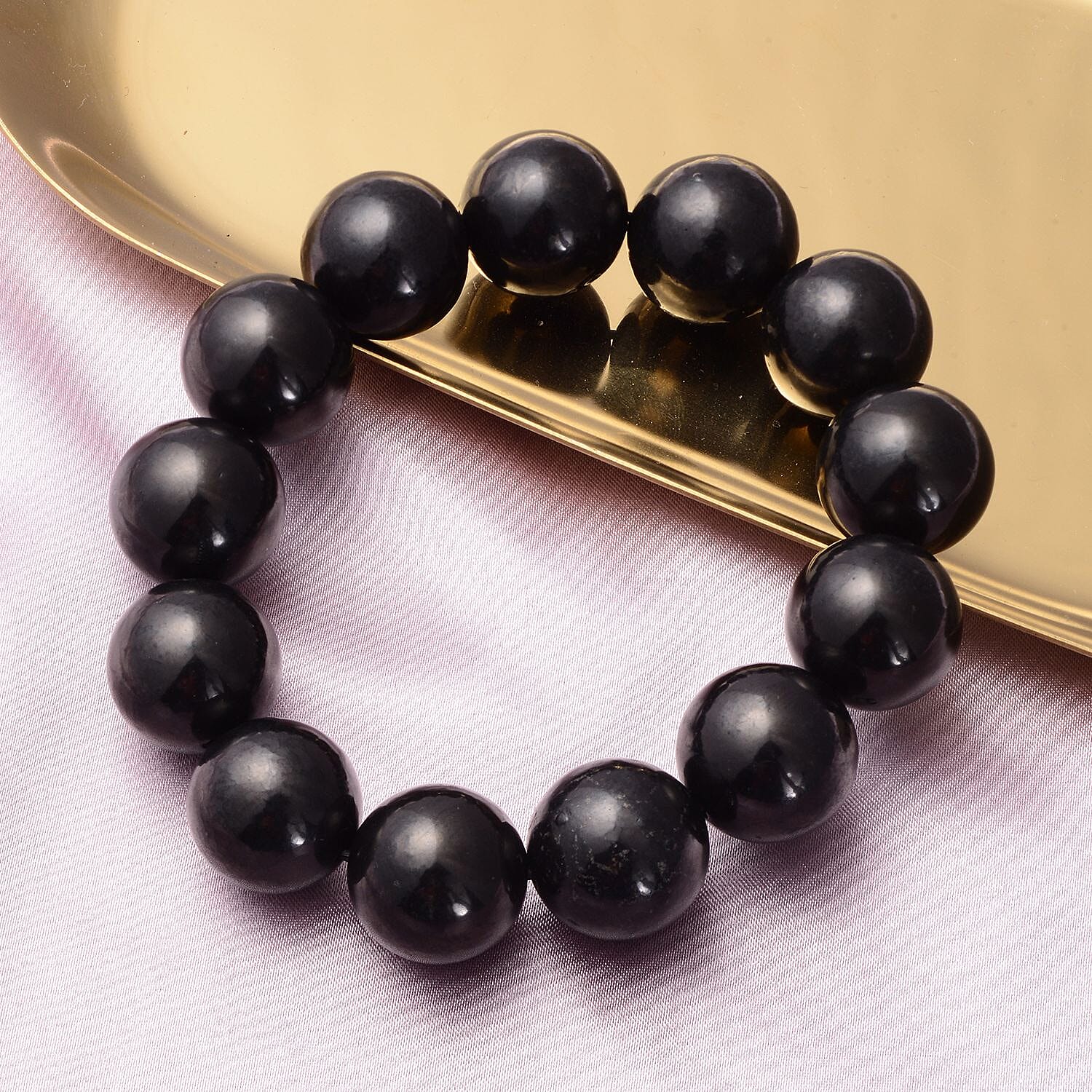 Shungite Round Beaded Stretch Bracelet 346.50 ctw