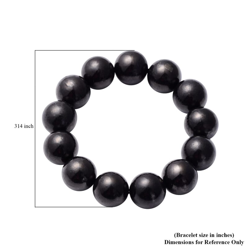 Shungite Round Beaded Stretch Bracelet 346.50 ctw