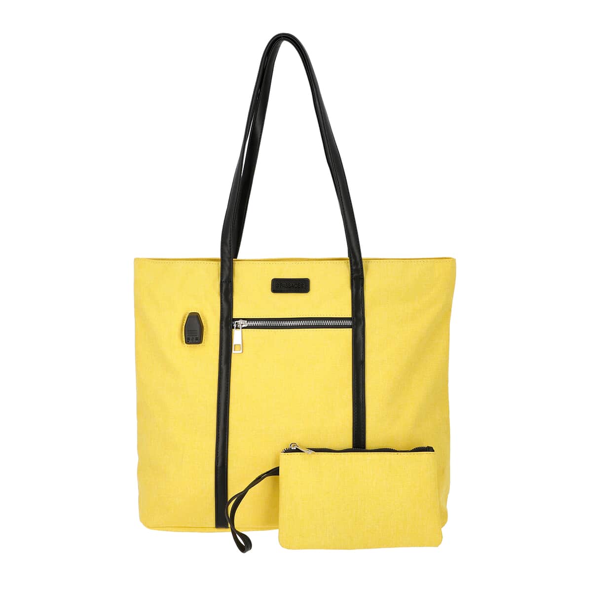 Passage Yellow Oxford & Polyester Multi-Purpose USB Charging Tote Bag and Wristlet Wallet with Power Bank image number 0