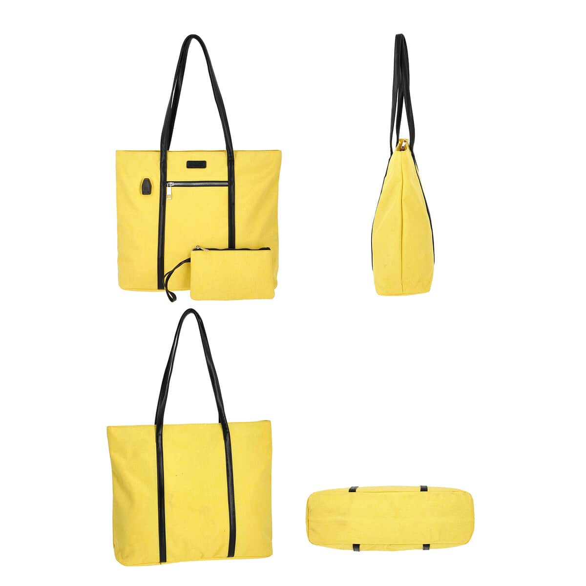 Passage Yellow Oxford & Polyester Multi-Purpose USB Charging Tote Bag and Wristlet Wallet with Power Bank image number 1