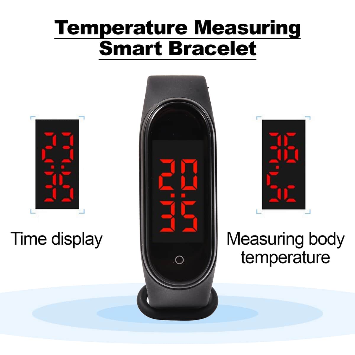 Black New Temperature Measuring Smart Band with USB Charging image number 1