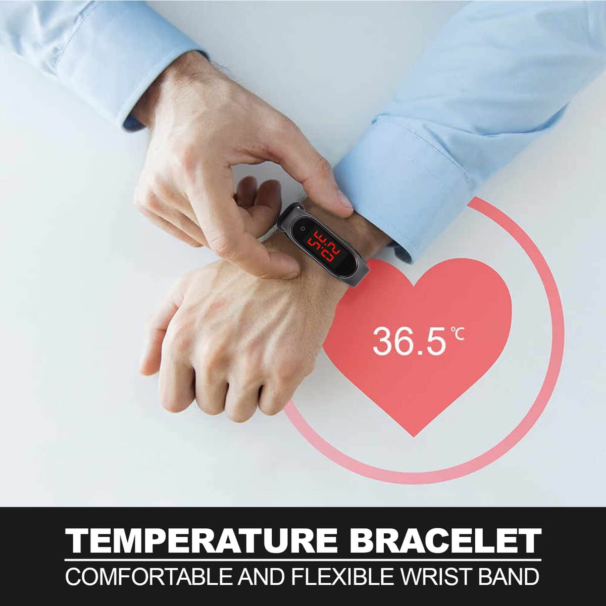 Black New Temperature Measuring Smart Band with USB Charging image number 2
