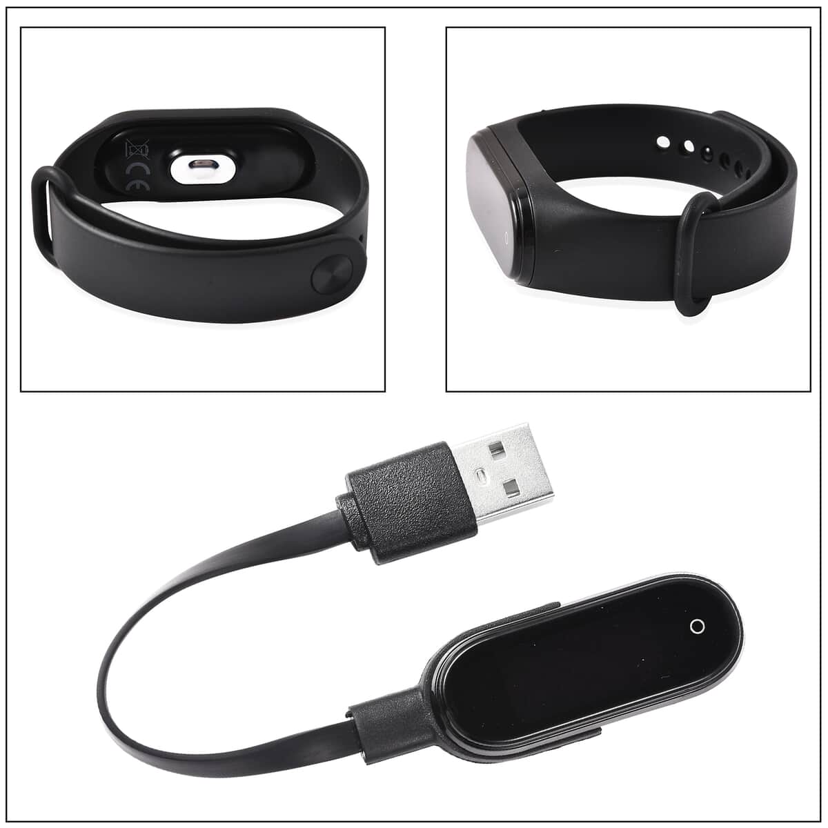 Black New Temperature Measuring Smart Band with USB Charging image number 4