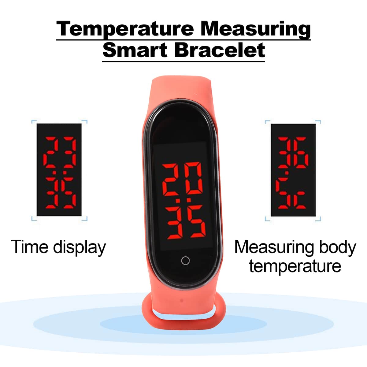 Red New Temperature Measuring Smart Band with USB Charging image number 1