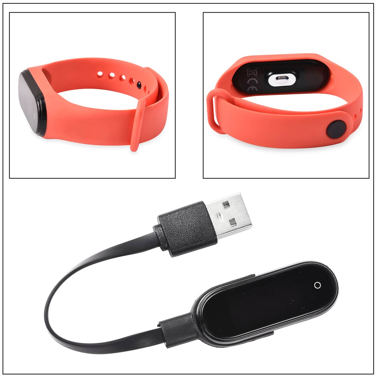 Red New Temperature Measuring Smart Band with USB Charging image number 4