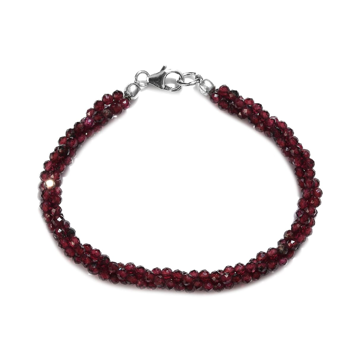 Orissa Rhodolite Garnet Beaded 3 Layer Twisted Bracelet in Sterling Silver (7.25 In) 45.00 ctw image number 0