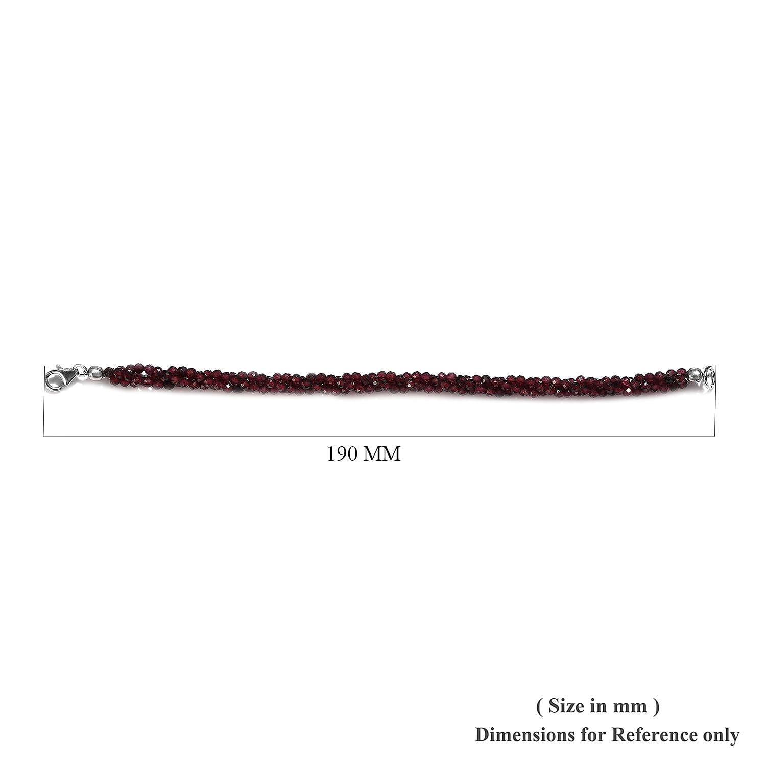 Orissa Rhodolite Garnet Beaded 3 Layer Twisted Bracelet in Sterling Silver (7.25 In) 45.00 ctw