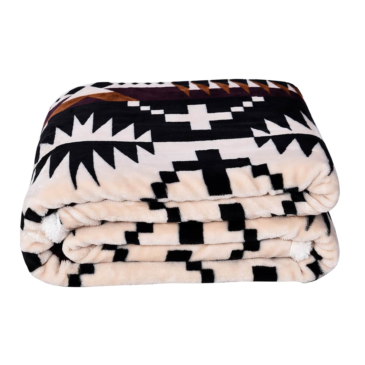Homesmart Brown Tribal Print Pattern Soft Flannel-Sherpa Blanket image number 0