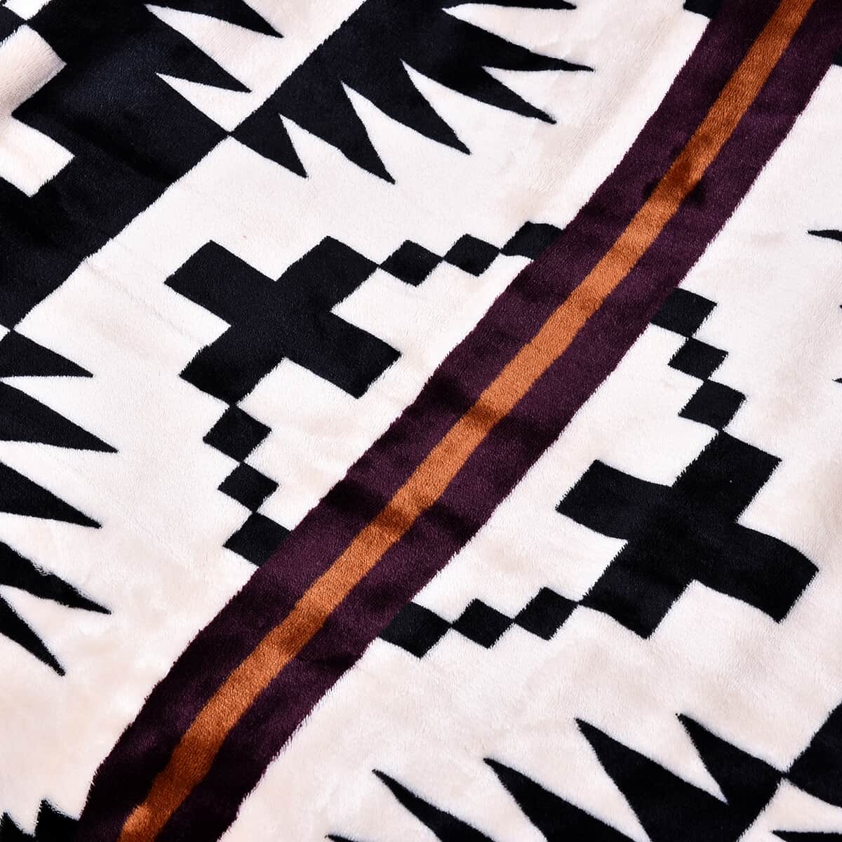 Homesmart Brown Tribal Print Pattern Soft Flannel-Sherpa Blanket image number 3