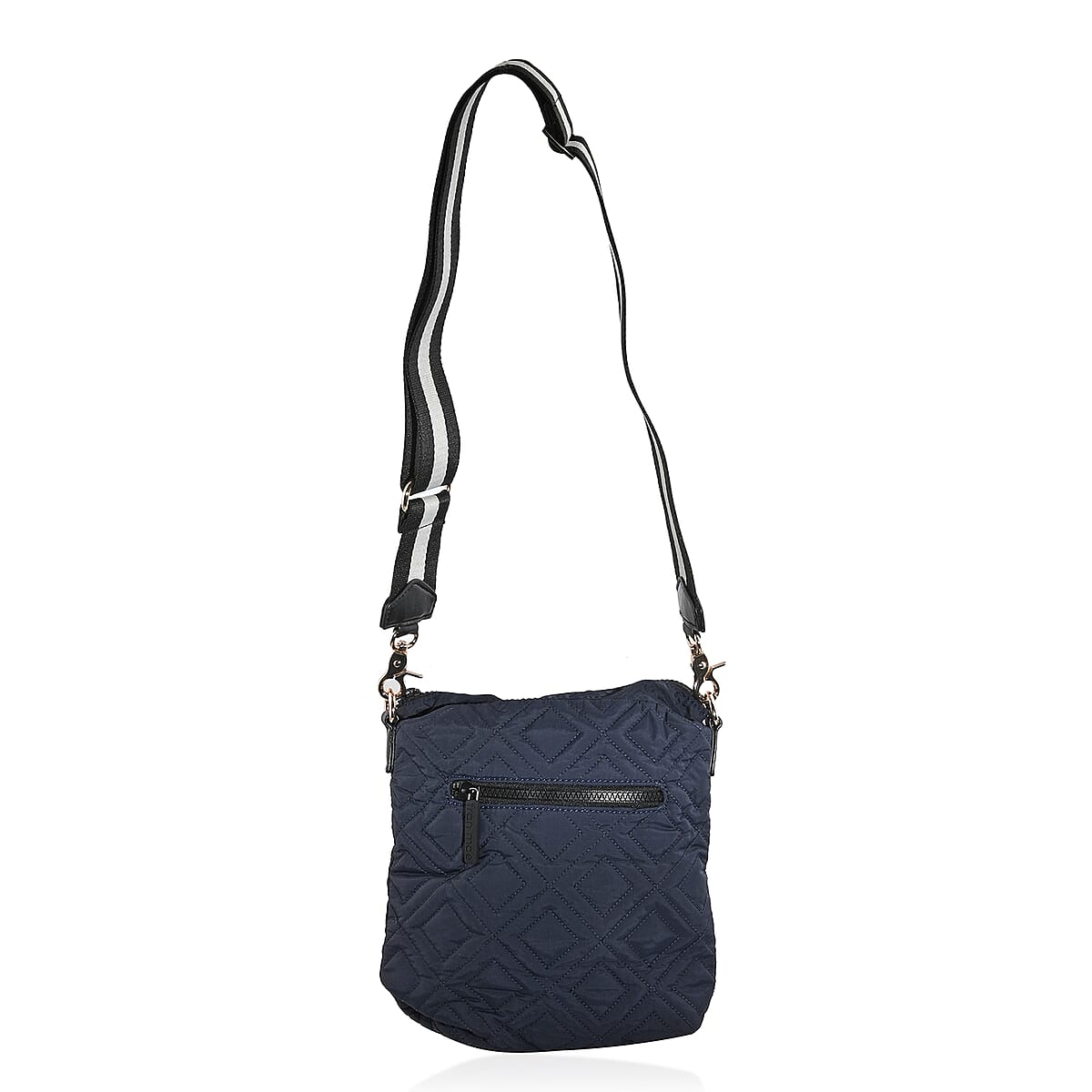 Fran mae Navy 100% Nylon & 100% Genuine Leather Trim, Washable Day Tripper Crossbody Bag with Adjustable Shoulder Strap (9x9.5x2) image number 1