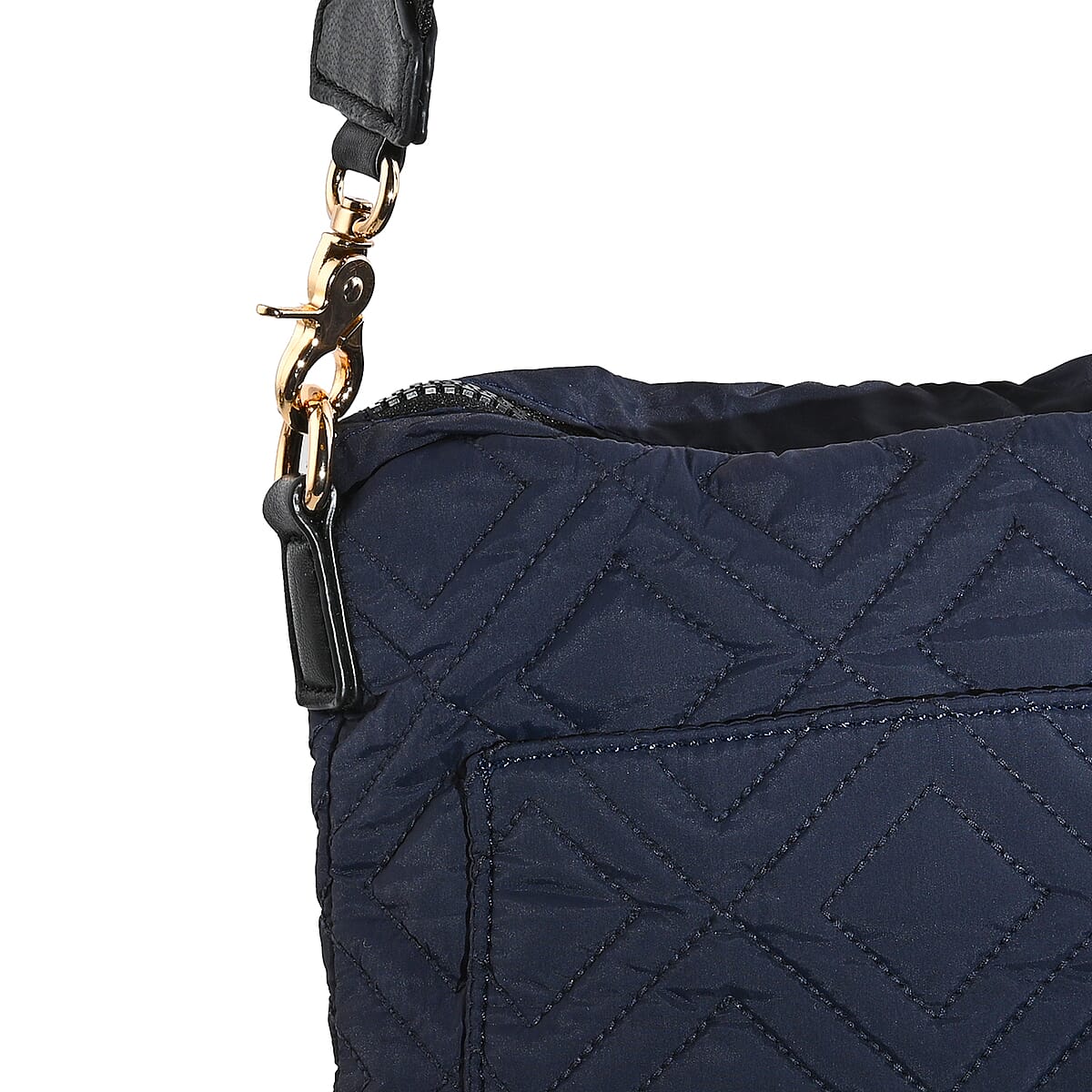Fran mae Navy 100% Nylon & 100% Genuine Leather Trim, Washable Day Tripper Crossbody Bag with Adjustable Shoulder Strap (9x9.5x2) image number 3