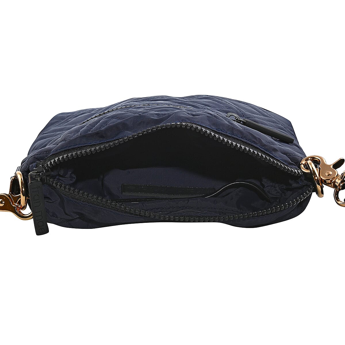 Fran mae Navy 100% Nylon & 100% Genuine Leather Trim, Washable Day Tripper Crossbody Bag with Adjustable Shoulder Strap (9x9.5x2) image number 4
