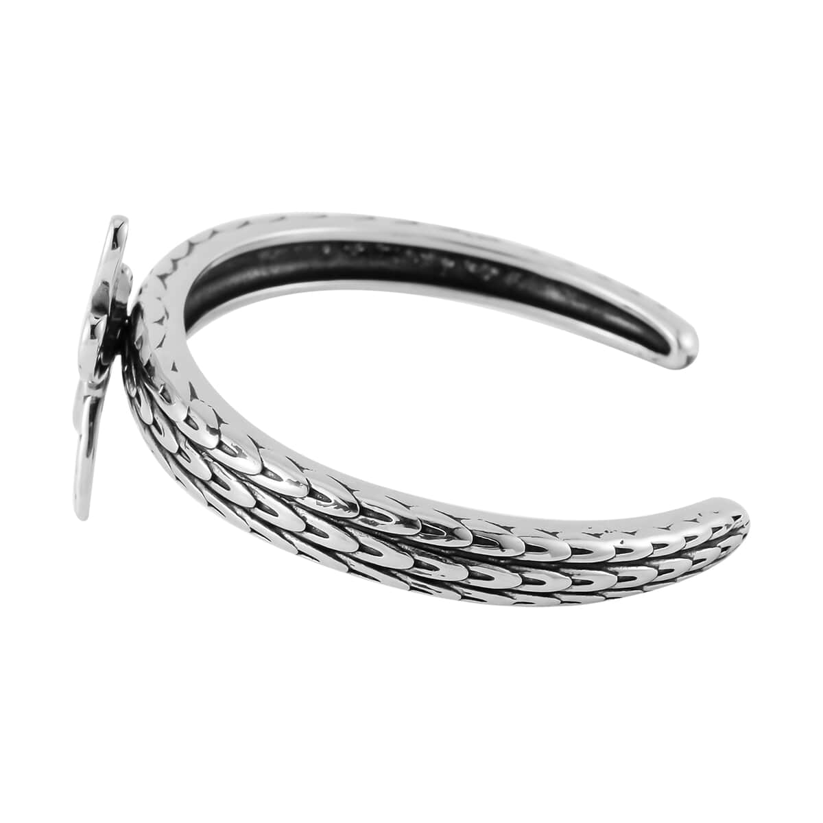 Abalone Shell Dragonfly Cuff Bracelet in Black Oxidized Stainless Steel (7.50 in) image number 2